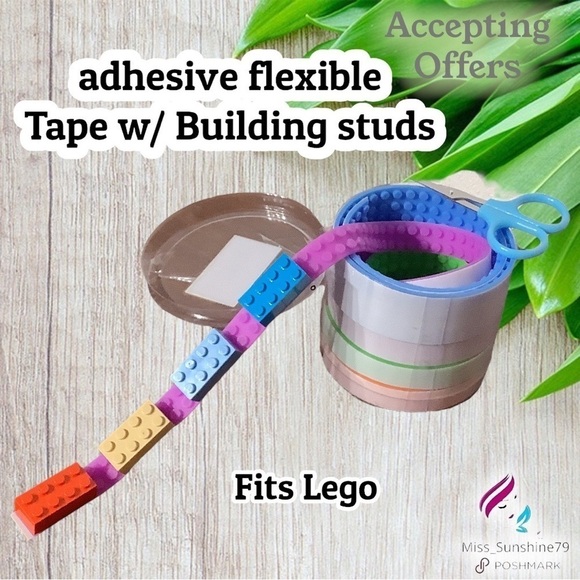 Adhesive, flexible Tape w/ building studs - fits Lego - build horizontal - Picture 1 of 6
